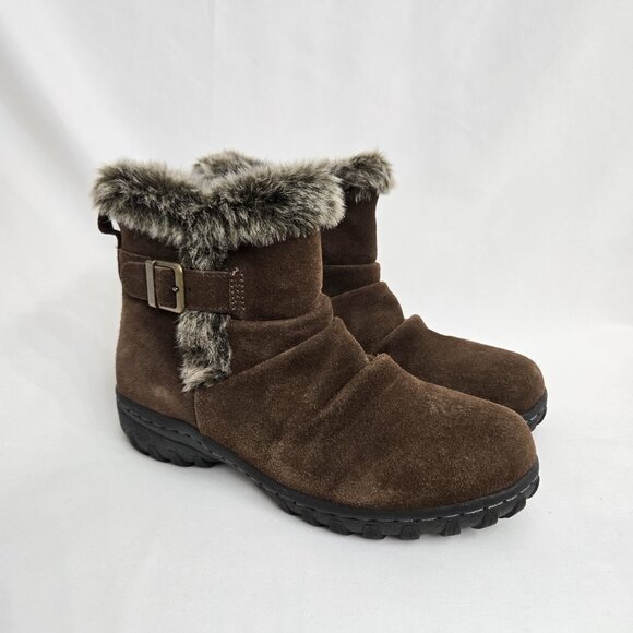 Khombu Women’s All Weather LINDSEY Suede Ankle Boots w/Faux Fur Trim Size 7M - Picture 1 of 12